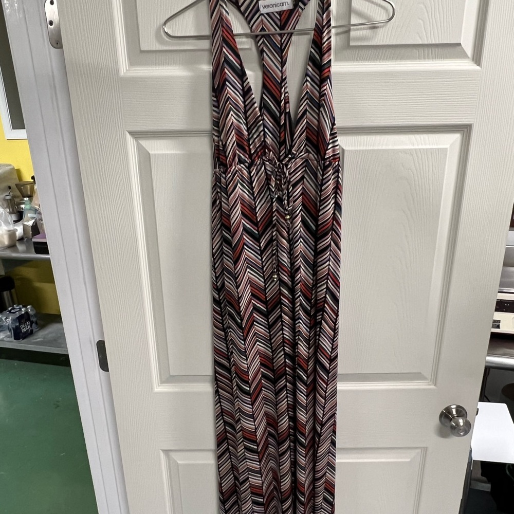 Veronica M Chevron Maxi Dress With Side Slits - XS - EUC